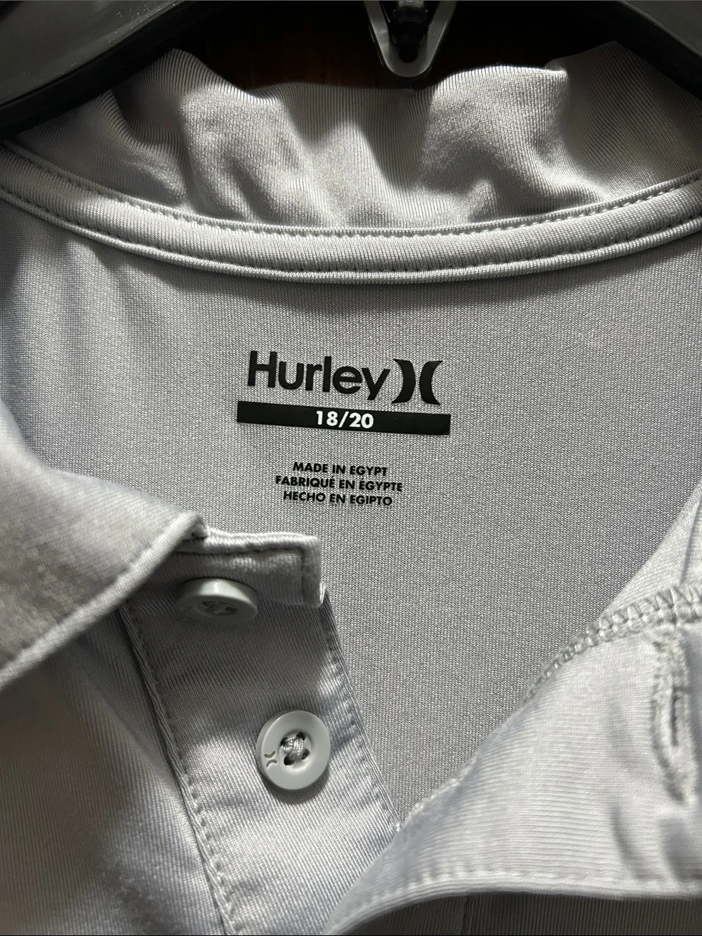 Hurley Boys 18/20 Light Silver Performance Polo